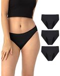 Neione Period Underwear Cheeky Menstrual Panties Breathable Modal Bikini High Cut Briefs Women Moisture-Wicking Undies 3 Pack Black M