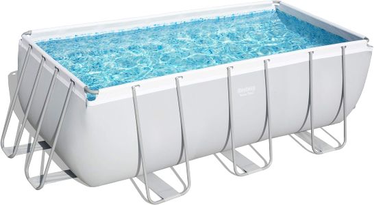 Bestway Power Steel Above Ground Pool, 13.6 Ft – Pump & Ladder, Grey