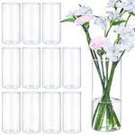 12Pcs Glass Cylinder Vases 8 Inch Tall Clear Vases for Centerpieces Weeding Decoration, Clear Glass Flower Vases Hurricane Floating Candle Holder for Party Table Home Decor