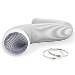 Flehomo 4Inch 25Ft Aluminum Ducting, Flexible Heavy Duty 4 Layer Protection Ducting Vent Hose for HVAC Ventilation and Exhaust, Duct Fan System, White