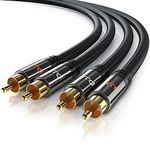 RCA Audio Cable 1m - 2x RCA to 2x RCA Male Stereo Audio Lead for Dolby Digital Surround Sound - Extension Wire for Stereo Sound System TV HDTV Speaker ecc