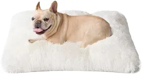 EHEYCIGA Fluffy Dog Crate Bed for Medium Dogs, Plush Faux Fur Dog Crate Pad, Calming Anti Anxiety Medium Dog Bed for Crate, Washable Soft Warm Dog Crate Mat with Non-Slip Bottom, Beige