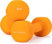 Dumbbells Set Weights by KG Physio - Neoprene-Coated Dumbbells, Sweat-Resistant Dumbellsweights Set with Anti-Roll Technology, Dumbbell Set with Exercise Poster, 1-10kg Dumbbells Pair