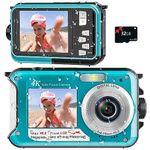 4K Underwater Camera 11FT Waterproof Camera with 32GB Card 48MP Autofocus Dual-Screen Selfie Underwater Camera for Snorkeling Compact Floatable Point and Shoot Digital Camera 1250mAh Battery (Blue)