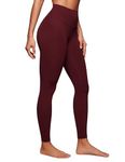 CRZ YOGA Women's Butterluxe Yoga Leggings 28'' - High Waisted Workout Gym Leggings Buttery Soft Yoga Pants Red Merlot 10