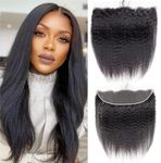 Sexycat HD Lace Frontal Yaki Straight 13x4 Lace Frontal Human Hair 16 Inch 150% Density Kinky Straight Natural Hairline Ear to Ear Lace Frontal Pre Plucked with Baby Hair Natural Color