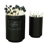 KANNYN & CO. Match holder with striker | Match Cloche | Matches NOT included | Home Decor | Matches in a jar with striker l Holder for Cute and Fancy Matches | Match Striker Sticker -Set (black)