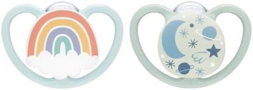 NUK Space Glow-in-the-Dark Orthodontic Pacifiers, 0-6 months, Night & Day, 2 Pack