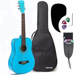 Hola! Music Acoustic Guitar Bundle for Beginners and Kids - 3/4 Size (36") Guitars - "Light Blue"