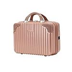 Balakaka Makeup Travel Case Hard Shell Vanity Cases Portable Waterproof ABS Cosmetic Case with Elastic Band and Zipper, Hand Luggage Cosmetic Case for Women Girl, Rose Gold