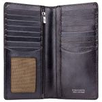 Visconti High End Veg Tanned Leather Tuscany Breast Pocket Long Wallet Cash Card ID Holder RFID Anti Theft TSC45 (Black)