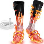 5000mAh Battery Powered Heated Socks, Rechargeable Heated Socks for Men Women with 4 Heat Settings, 360° Surround Heating Thermal Winter Socks for Outdoor|Riding|Skiing|More, Washable Feet Warmer