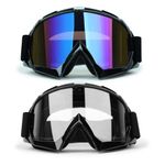 ATV Goggles Dirt Bike Goggles 2-Pack Motorcycle Motocross Goggles for Men Women MX Riding Goggels UTV Helmet Goggles Offroad Goggles UV400 Anti-Scratch Fog Dustproof for Adults Youth Kids(Color+Clear)