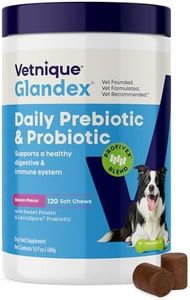 Vetnique Glandex Daily Probiotics for Dogs with Prebiotics to Support Gut Health, Diarrhea with Fiber and Digestive Enzymes, Dog Probiotic Chews or Powders (120ct Chews, Bacon Chews)