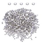 720pcs Crystal Diamond Rhinestones Flat Back Round Rhinestones Crystals Round Beads Flat Back Glass,Flat Back Non-Stick Resin Rhinestones Bling Crystal Diamantes for Nail Art & Craft (4mm,Clear)