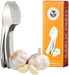 Kitchen Kraze © Premium Stainless Steel Garlic Press with Gift Box - Effortless Garlic Crusher for Cooking Lovers, Dishwasher Safe, Easy to Clean, No Peel Needed, Crushes Multiple Cloves.