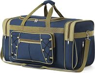 Travel Duffel Bag 65L Foldable Weekender Overnight Bag 26" Lightweight Oxford Cloth Extra Large Gym Luggage Duffel Water & Tear Resistant for Men & Women (Blue Gold) (Blue Gold)