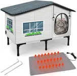 GASUR Weatherproof Heated Cat House for Outdoor Cats, Insulated Heating Cat House with Heated Pad for Winter, Elevated Heat Cat Shelter Waterproof Safe Feral Outside Pet House for Cats(20"x17"x16")