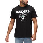 Recovered Las Vegas Raiders T-Shirt Men Cotton Short Sleeves Regular Fit Crew Neckline Pullover NFL Logo Tee Top for Sports Gym Workout Casual Wear Washed Black - S