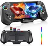 Controller for Nintendo Switch/OLED Inline Gaming Handle with 6-axis Gyroscope Function RGB, Silver Hall 3D joystick, Game card storage function Controller, Adjustable TURBO/Dual Motor Vibratio