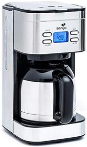 Senya cafetière électrique programmable Inox Hot Coffee, verseuse isotherme en acier inoxydable, fonction sélecteur d’arôme, maintien au chaud, 1,2L, 800W, SYBF-CM025
