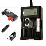 MaximalPower ALL-IN-ONE Universal Battery Charger for AA, AAA, 9V, N, RCR123, 18650, Ni-MH, Ni-CD Rechargeable Batteries with USB Port Charging | Includes Car Charging Cable & Small Power Adapter (Charger & Battery Tester)