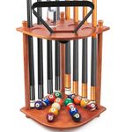 Aklot Pool Cue Rack, Pool Cue Holder, Billiard Cue Racks with 16 Ball Holders,Drink Holder,Holds 8 Sticks and Full Set of Pool Balls