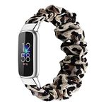 Gimuk Scrunchie Strap Compatible with Fitbit Luxe Straps, Soft Elastic Woven Fabric Women Girls Watch Band Replacement Strap Wristband Bracelet for Luxe Fitness Tracker Small Large (Leopard, L)