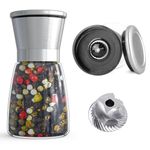 Premium Stainless Steel Salt and Pepper Grinder - Salt and Pepper Shakers - Pepper and Salt Mill with Ceramic Blades and Adjustable Coarseness (Small Mill 1 Pcs)