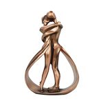 DreamsEden Affectionate Couple Art Resin Sculpture, Passionate Embrace & Kiss Statue Abstract Romantic Ornament Figurine Home Decor (Antiqued Copper)