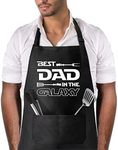 Moanlor Art Funny Mens Apron with Pockets for Grilling BBQ Cooking,Birthday Gifts for Men Dad Grandpa Friends, Black