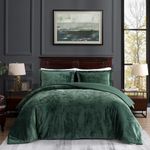 TAMGHO Crushed Velvet Comforter Queen Set, Forest Green Comforter, Luxury Soft Fluffy Comforter Set for All Seasons, 3 Pieces, 1 Comforter (92"x96") and 2 Pillow Shams (20"x26"+2")