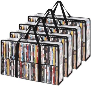 Dntorx DVD Storage Bags 4 Pack, PVC DVD Case Holder Organizer Stackable
