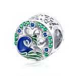 Original 100% 925 Sterling Silver Charm Bead Love Animal Charm Family Birthday fit Pandoras Bracelets Peacock Charms