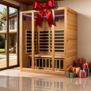 INFRADELUX 3 Person Infrared Sauna for Home, 1960W Low EMF Indoor Sauna with Chromotherapy Lighting, Enhances Relaxation & Stress Relief, 59.06 * 35.43 * 74.8 Inch