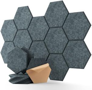 Hexagon Akustikplatten Selbstklebend 12 Stück Schalldämmung Schallschutz Wand hoher Dichte Akustikschaumstoff für Wand Decken Holz & Tür Schallabsorber Akustikplatte 30×26×0.9cm