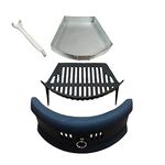 Complete Cast Iron Fire Set. Comprising of Grate Ashpan & Lifting Tool & Bowed Front Fret Black 16"