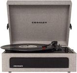 Crosley CR8017A-GY Voyager Vintage Portable Vinyl Record Player Turntable with Bluetooth Receiver and Built-in Speakers, Gray