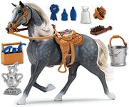 Sunny Days Entertainment Morgan Horse with Moveable Head, Realistic Sound and 14 Grooming Accessories - Blue Ribbon Champions Deluxe Toy Horses