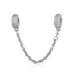 925 Sterling Silver Beads Safety Chain Stopper Charms For Pandora Women's European Style Snake Chain Bracelet Jewelry (D)