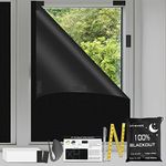 Blackout Blinds Stick On, 300x145cm Portable Blackout Blinds, 100% Blackout Material For Any Window, Temporary Blackout Blinds No Drill Blinds Curtains For Nursery Bedroom Office Apartment