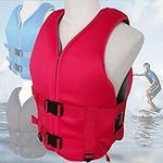 Naucwe Life Jacket Adult Kayaking Buoyancy Vest Snorkeling Survival Water Sports Swimming Boating Swimming Fishing Floatage Surfing Diving,S,Red