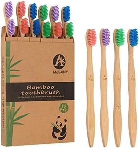 12 pack Bamboo Toothbrushes, Biodegradable Bamboo Toothbrush, BPA Free Soft Bristles Toothbrushes, Eco-Friendly Compostable Natural Wooden Toothbrush, Organic Charcoal Wood ToothBrushes (Multi-color)
