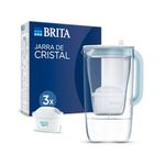 BRITA Glass Water Filter Jug Light Blue (2.5L) Starter Pack inc. 3x MAXTRA PRO All-in-1 cartridge - Premium Glass jug with easy-filling Flip-Lid and Indicator - in sustainable Smart Box packaging