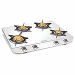 Vidiem Gas Stove S4 236 A Tusker (Black) | Stainless Steel 4 Burner frameless Gas Stove | Manual Ignition | Safety, Reliability, High Efficiency