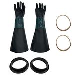 23.6 in rubber sand-blasting gun gloves for sand-blasting cabinets, (three-piece set)