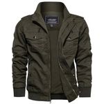 EKLENTSON Men's Casual Cargo Jacket Autumn Military Bomber Jackets Windbreaker Cycling Coat Army Green,M