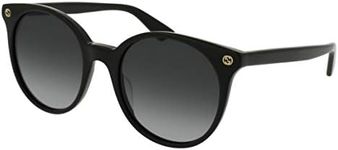 Gucci Women's GG0091S Wayfarer Sunglasses, Black, 52 mm