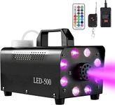 Smoke Machine, 500W Fog Machine with 8 LED Lights and 13 Colorful LED Lights Effect, DJ Smoke Machine with Remote Control,Indoor, Perfect for Halloween, Christmas Party and Stage Effect