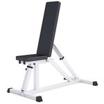 GORILLA SPORTS® Weight Bench - 7-Way Backrest and 4-Way Seat Adjustable, 119x56x48-117cm, Max. Load 200kg, Incline, Black/White - Sit Up Bench, Flat Bench, Fitness, Workout, Training, Gym